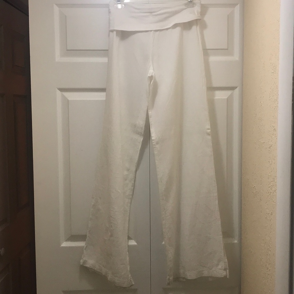 White linen pants